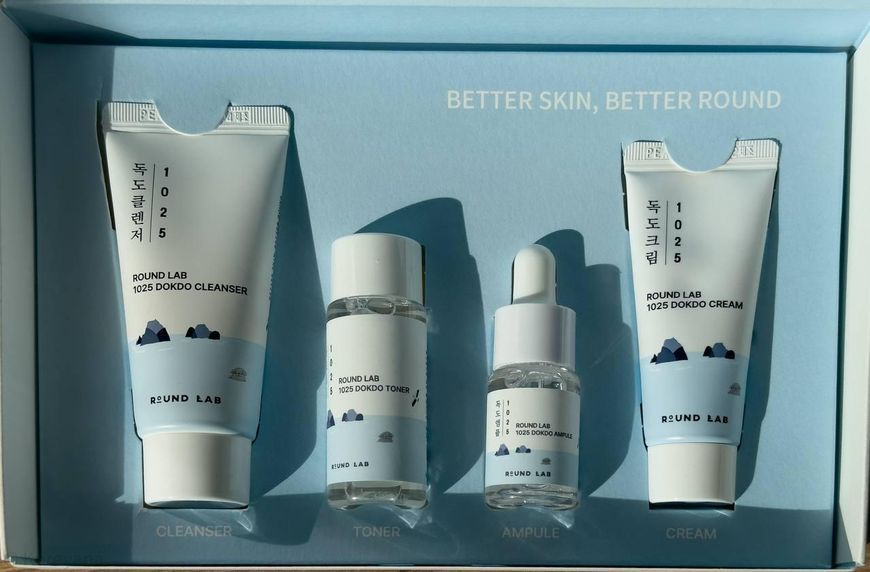 Набор миниатюр с морской водой ROUND LAB 1025 Dokdo Trial Kit (toner, ampoule, cream, cleanser) 2811183372 фото