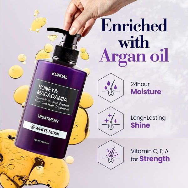 Відновлюючий бальзам для волосся KUNDAL Honey & Macadamia Hair Treatment White Musk 500 ml 2884403125 фото